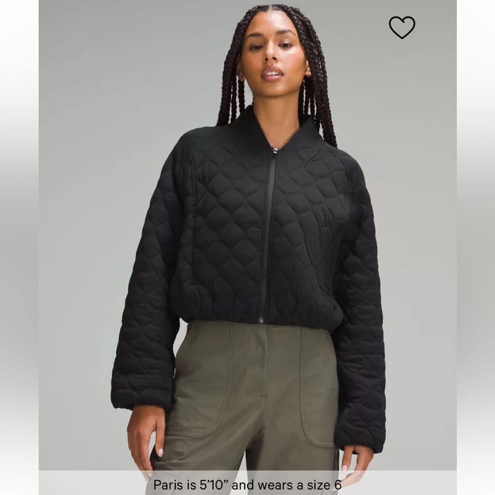 Lululemon Athletica Black Quilted Bomber Jacket size 6